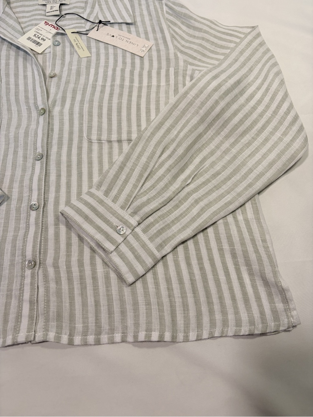 NWT Rachel Zoe 100% Linen Striped Shirt—Size L - Picture 6 of 7